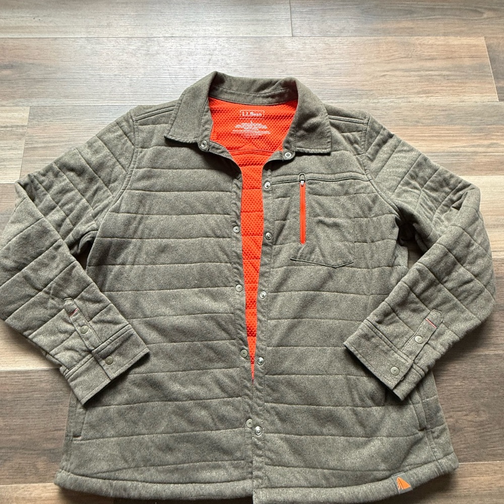 L.L. Bean Olive Jacket with Bright Orange Interior